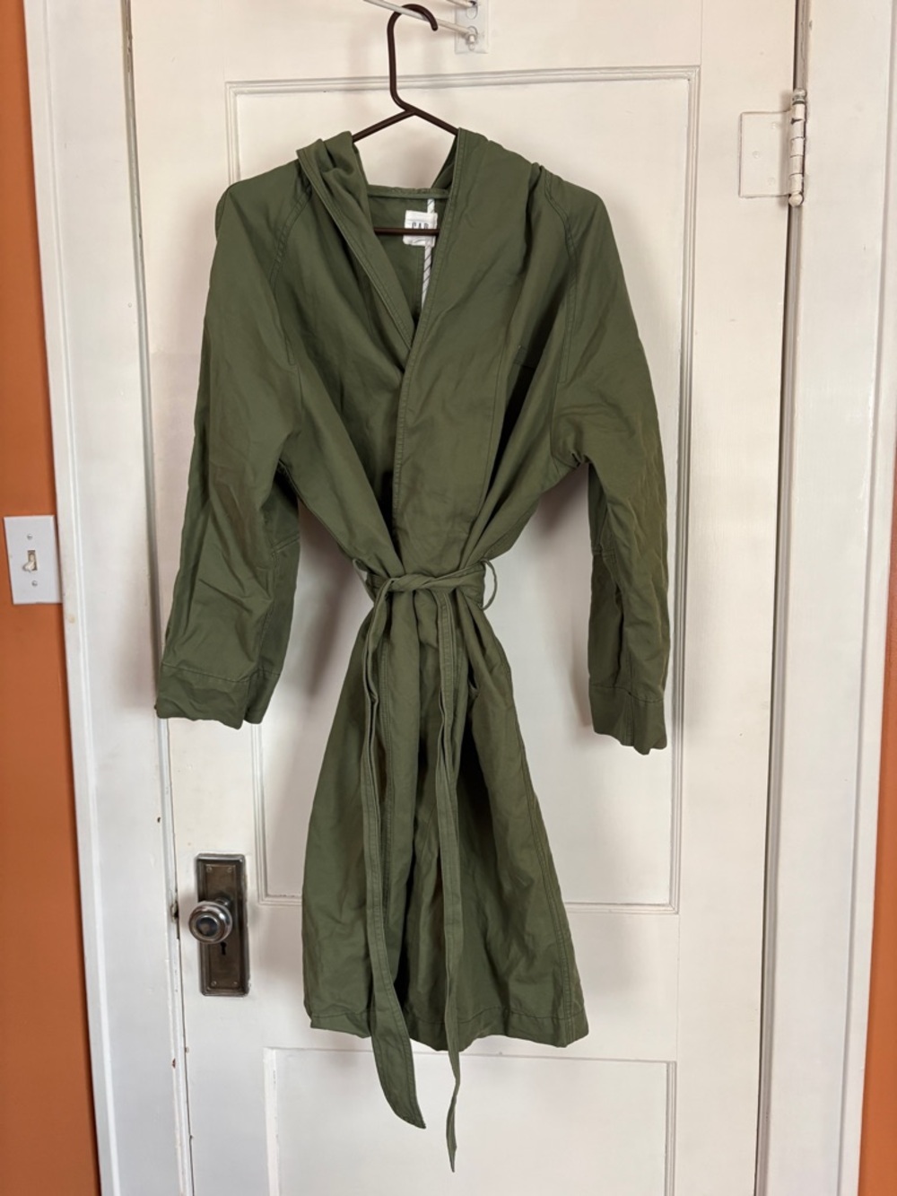 Women’s The Gap Olive Green Hooded Tie-Waist Coat / Jacket - size small